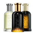 Boss Bottled discovery set with Boss Bottled, Boss Bottled Absolu and Boss Bottled Elixir – modern and masculine fragrance samples for men