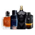 Proefset bestsellers met Stronger With You Intensely, Dior Sauvage Eau de Parfum, Le Male Le Parfum en Azzaro The Most Wanted Parfum – parfum samples voor mannen