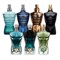 Proefset Jean Paul Gaultier met Ultra Male, Le Male Le Parfum, Le Male Elixir, Le Beau Le Parfum,Le Beau Paradise Garden, Le Male EDT en Le Beau EDT – parfum samples voor mannen