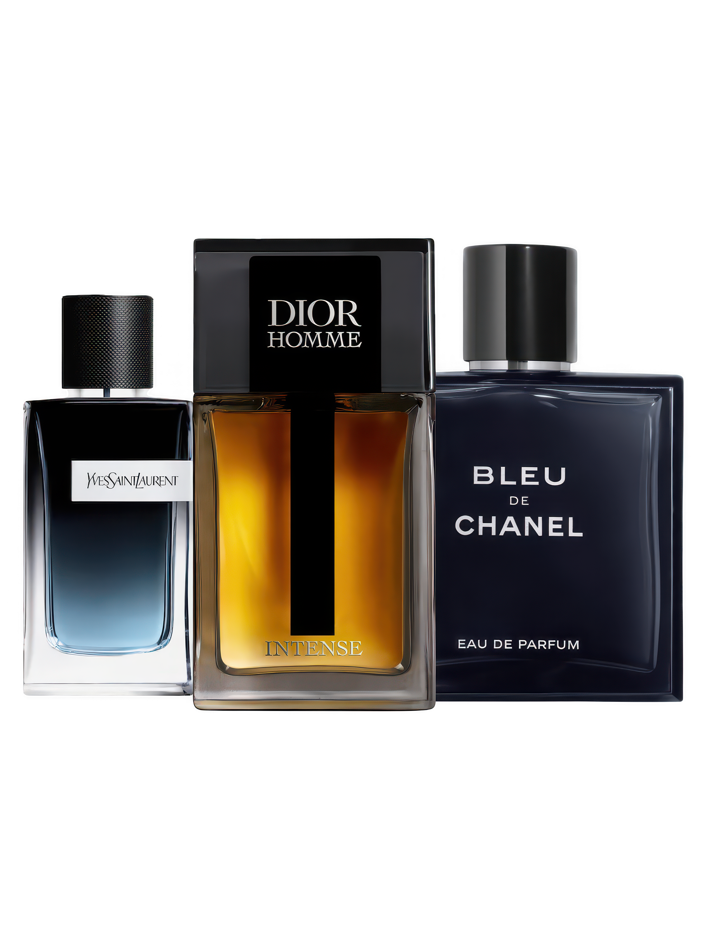 Proefset office met Yves Saint Laurent Y, Dior Homme en Bleu de Chanel – stijlvolle parfum samples voor mannen